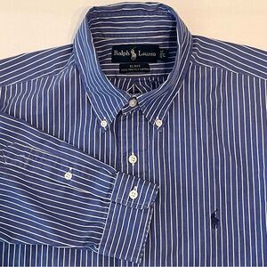 RALPH LAUREN Vintage Men’s Blue White Cotton Button Down Blake Shirt Blue Pony